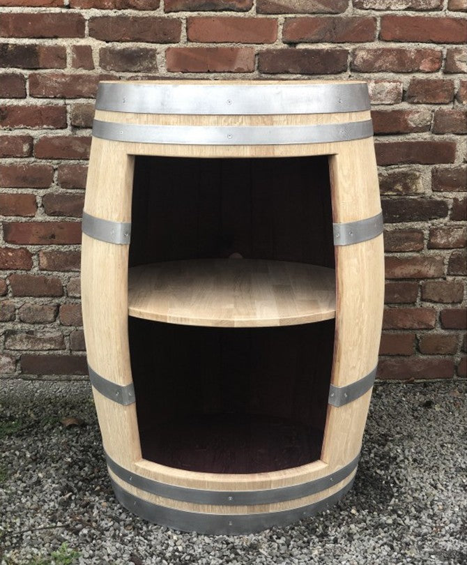Weinfass Bar mit schmaler Öffnung und Einlegeboden, natur