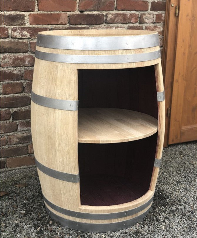 Weinfass Bar mit schmaler Öffnung und Einlegeboden, natur