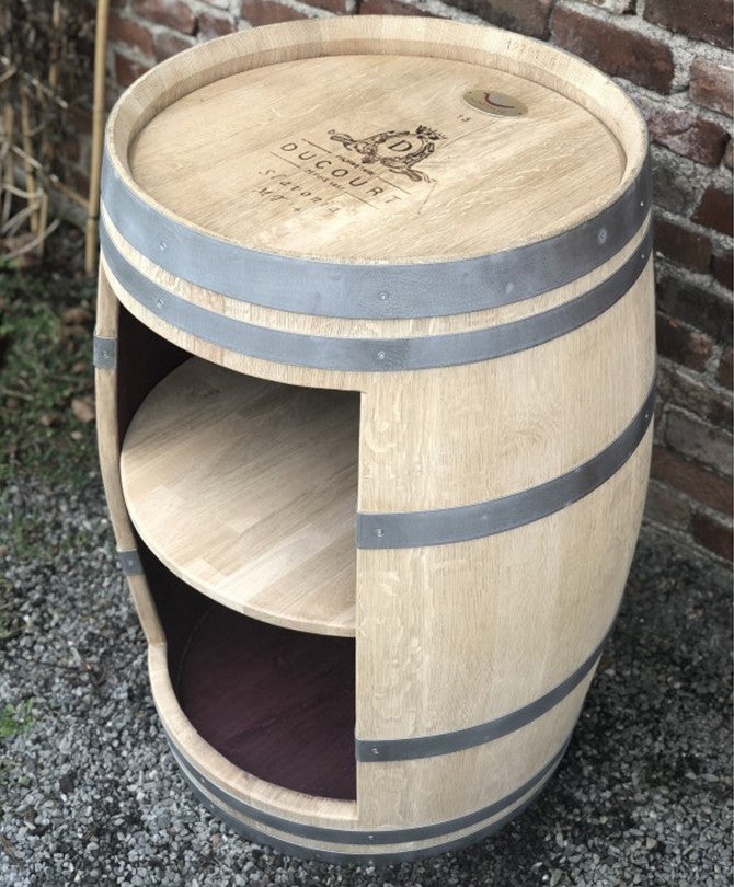Weinfass Bar mit schmaler Öffnung und Einlegeboden, natur