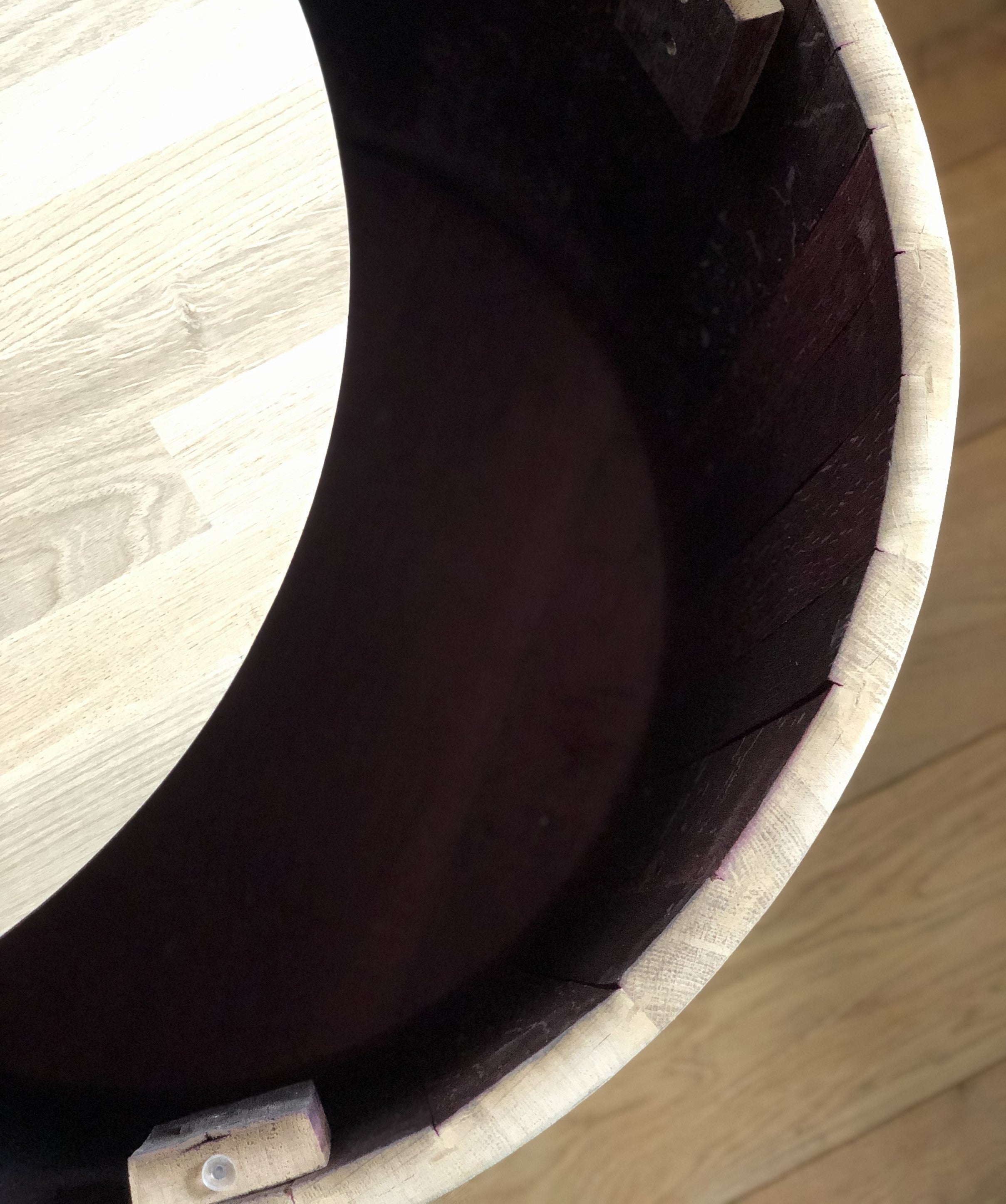 Weinfass Couchtisch mit Holzdeckel natur