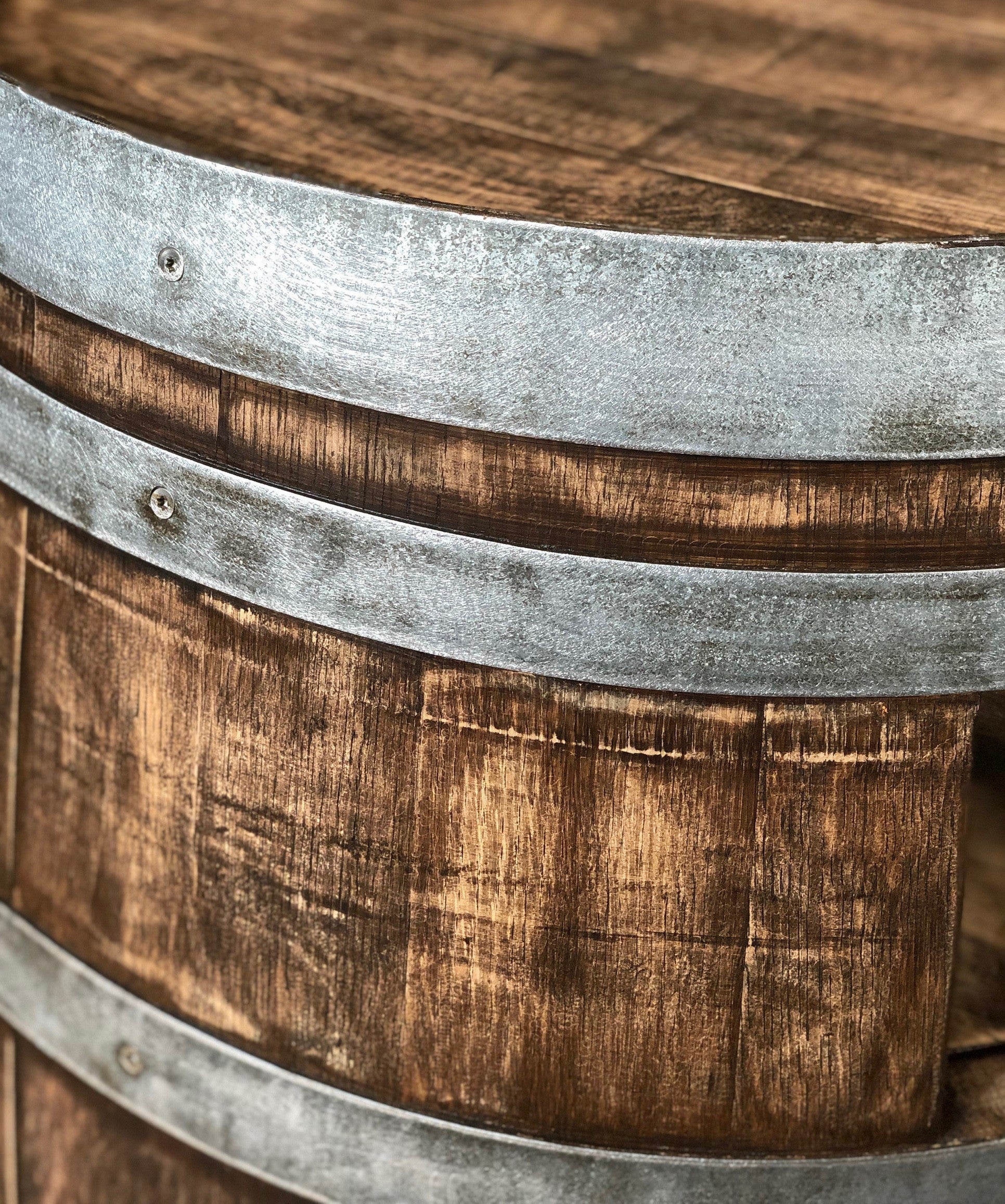 Weinfass Couchtisch mit Einlegeboden Whiskyfass-Optik