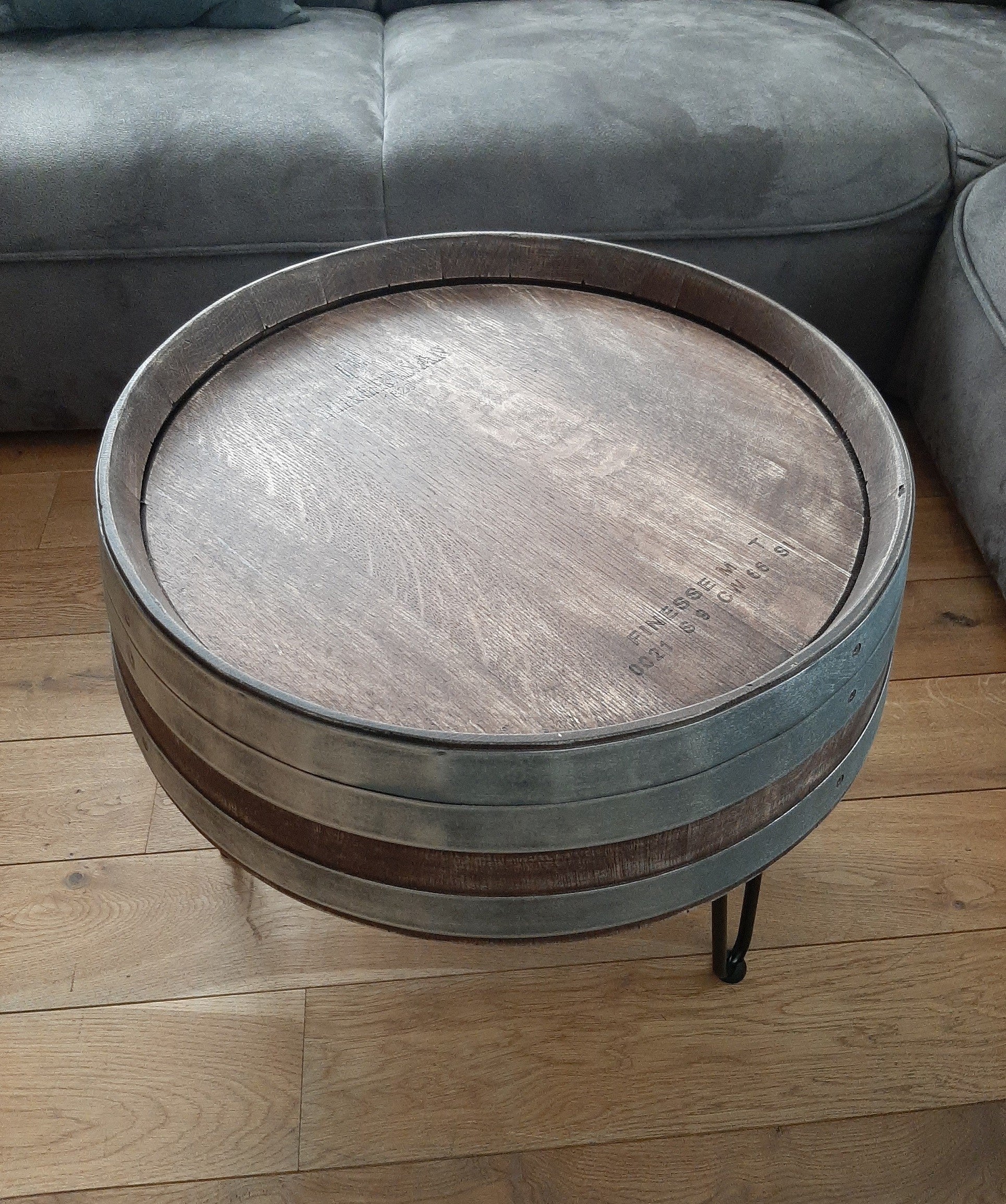 Weinfass Couchtisch Dreibein Whiskyfass-Optik