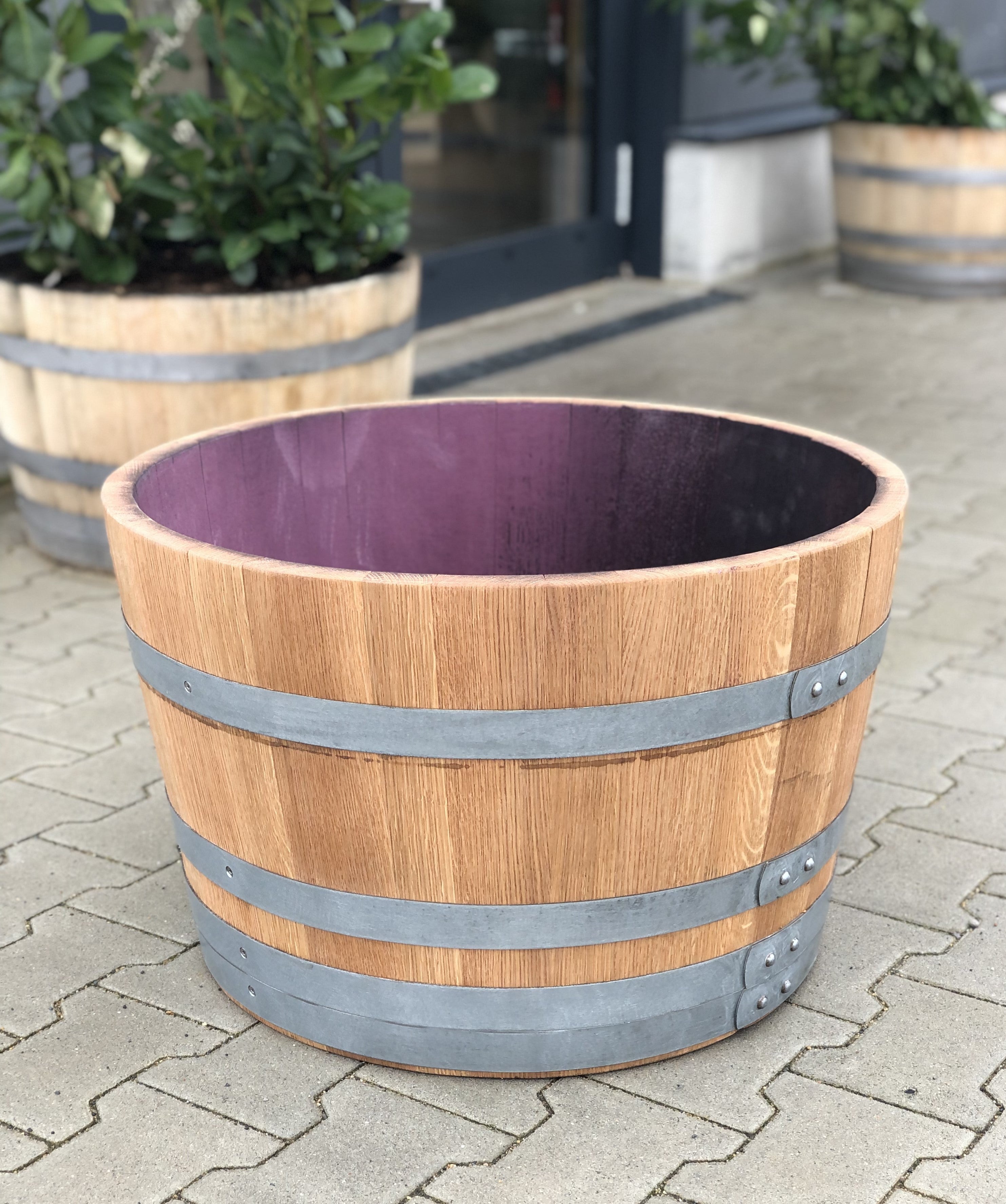 Pflanzkübel aus 1/2 gebrauchtem 225l-Weinfass (100l)