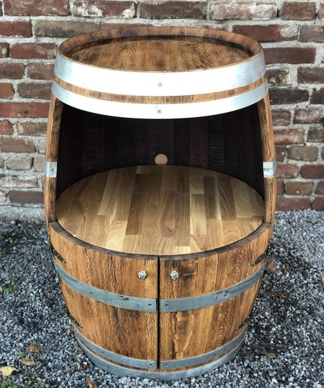 Weinfass Bar mit kleinen Türen, Flaschenhalter und großer Öffnung, 225L Weinfass