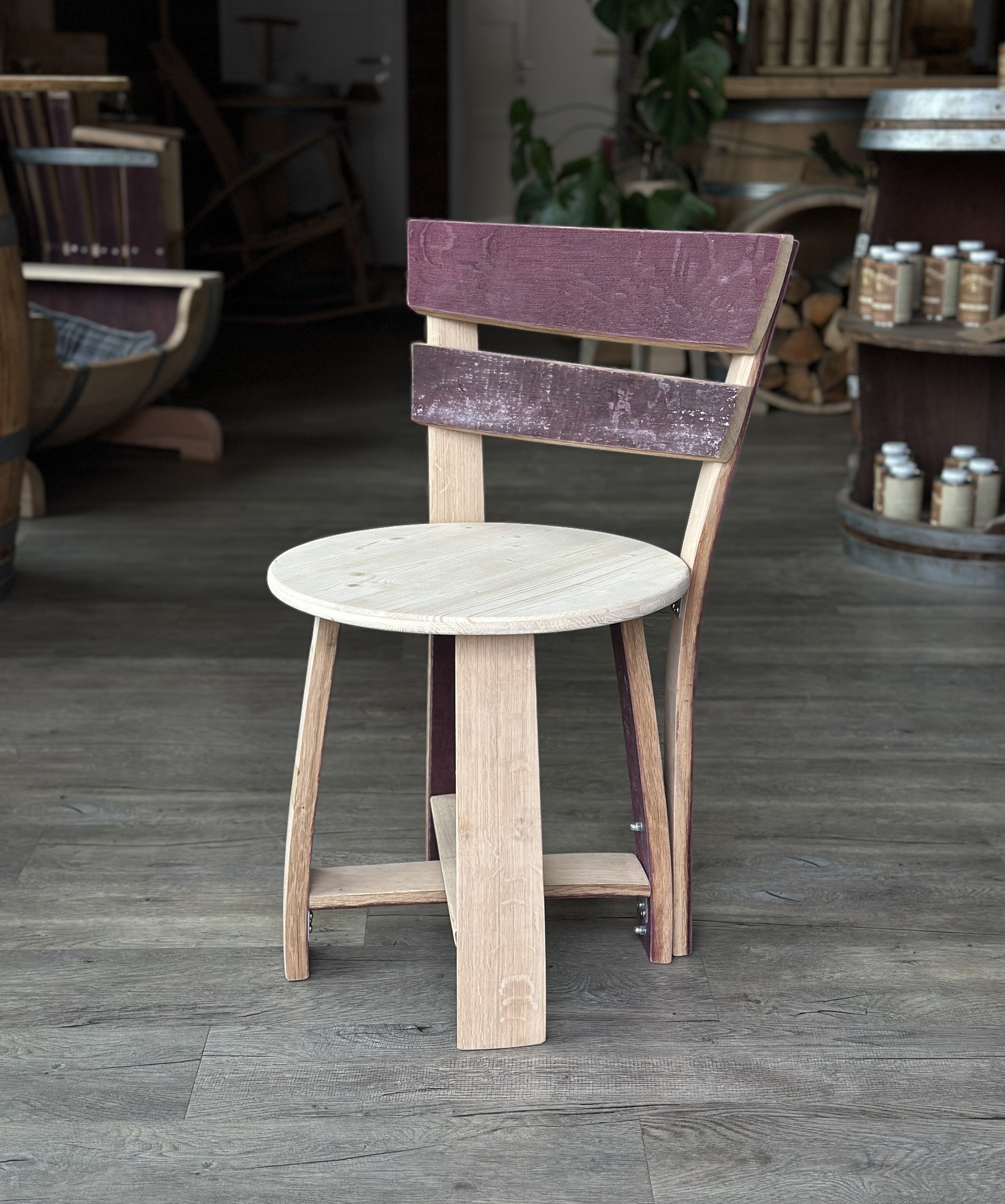 Hocker aus Weinfassdauben