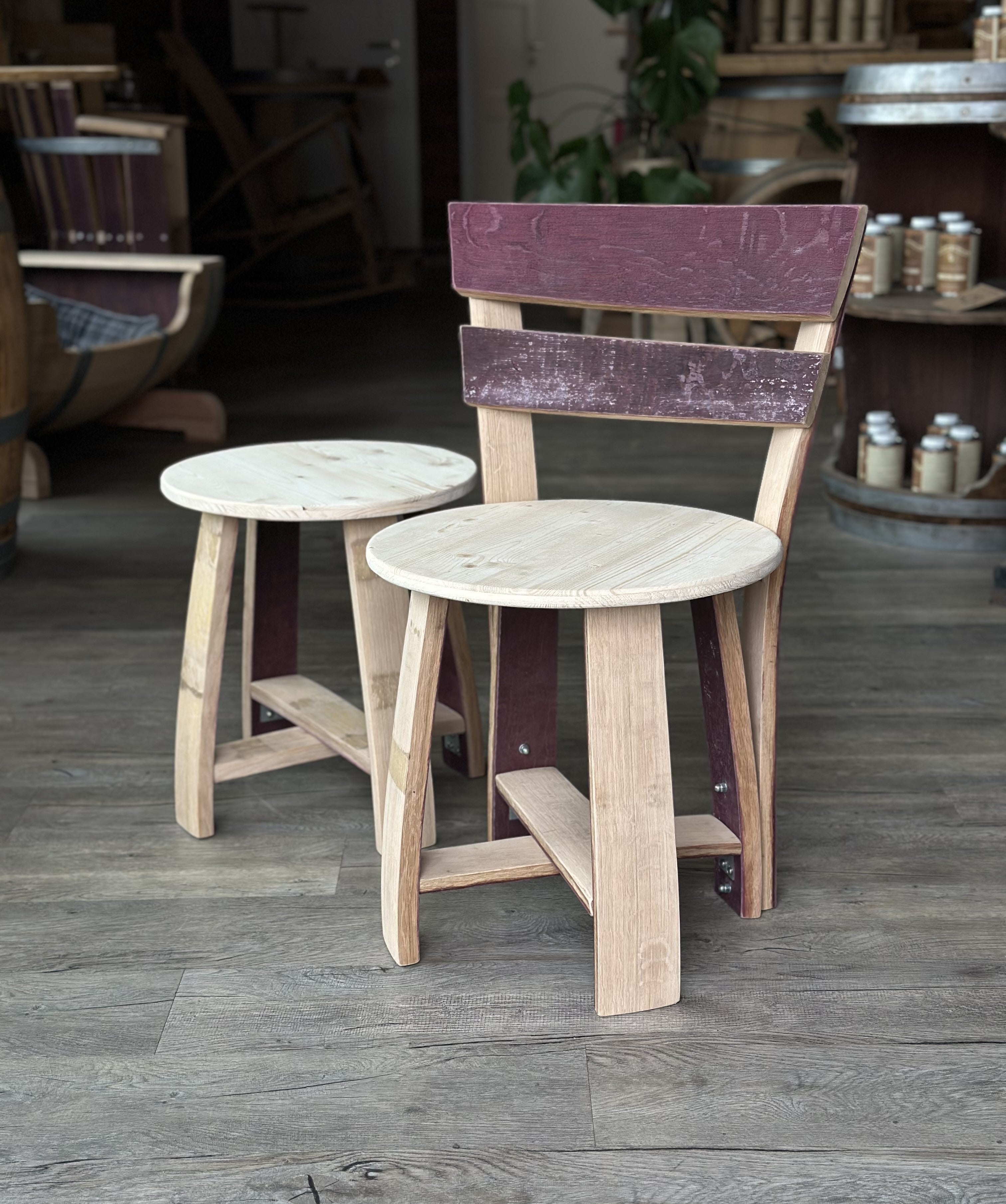 Hocker aus Weinfassdauben