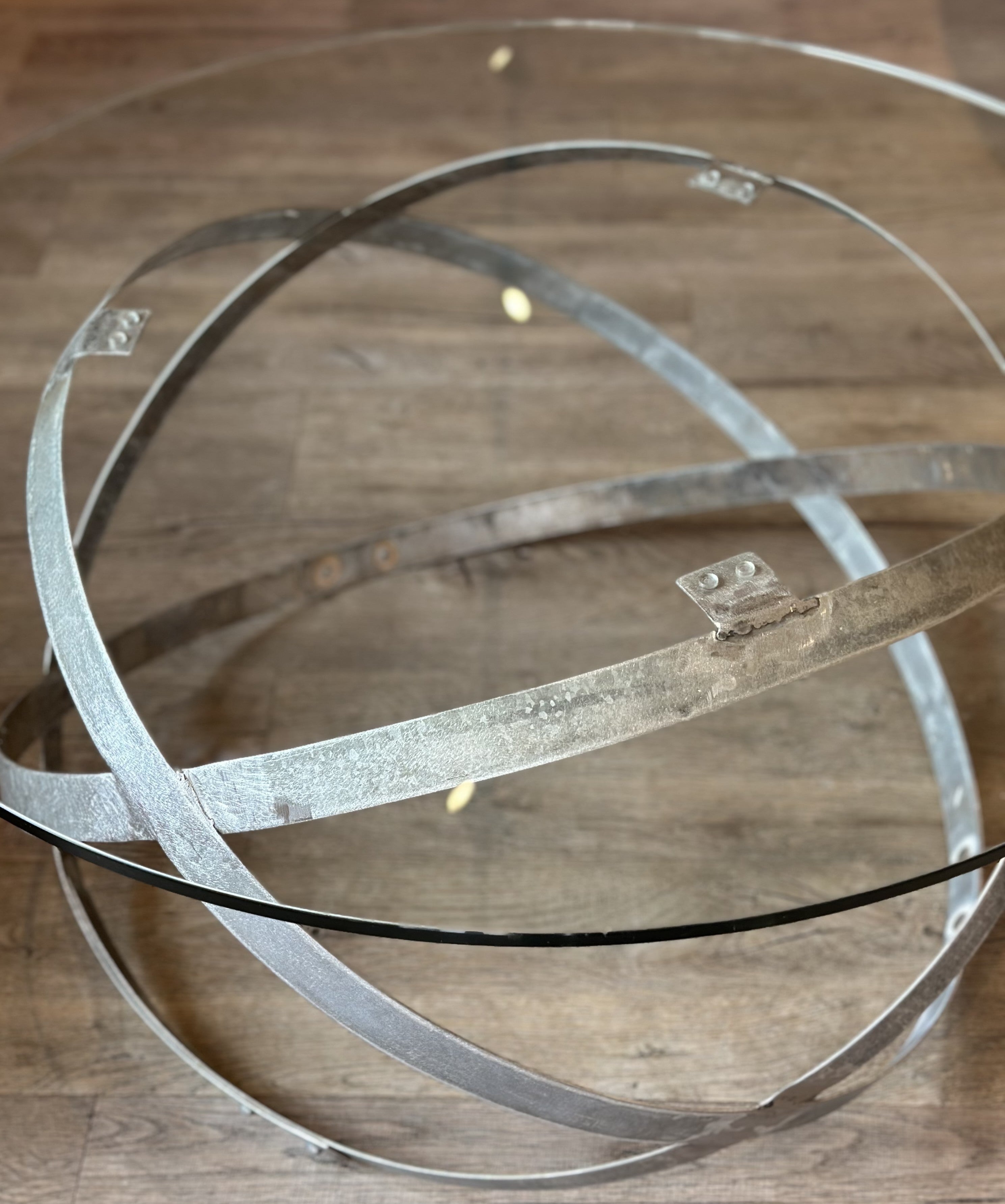 Weinfass Couchtisch Industrial-Design mit Glasplatte