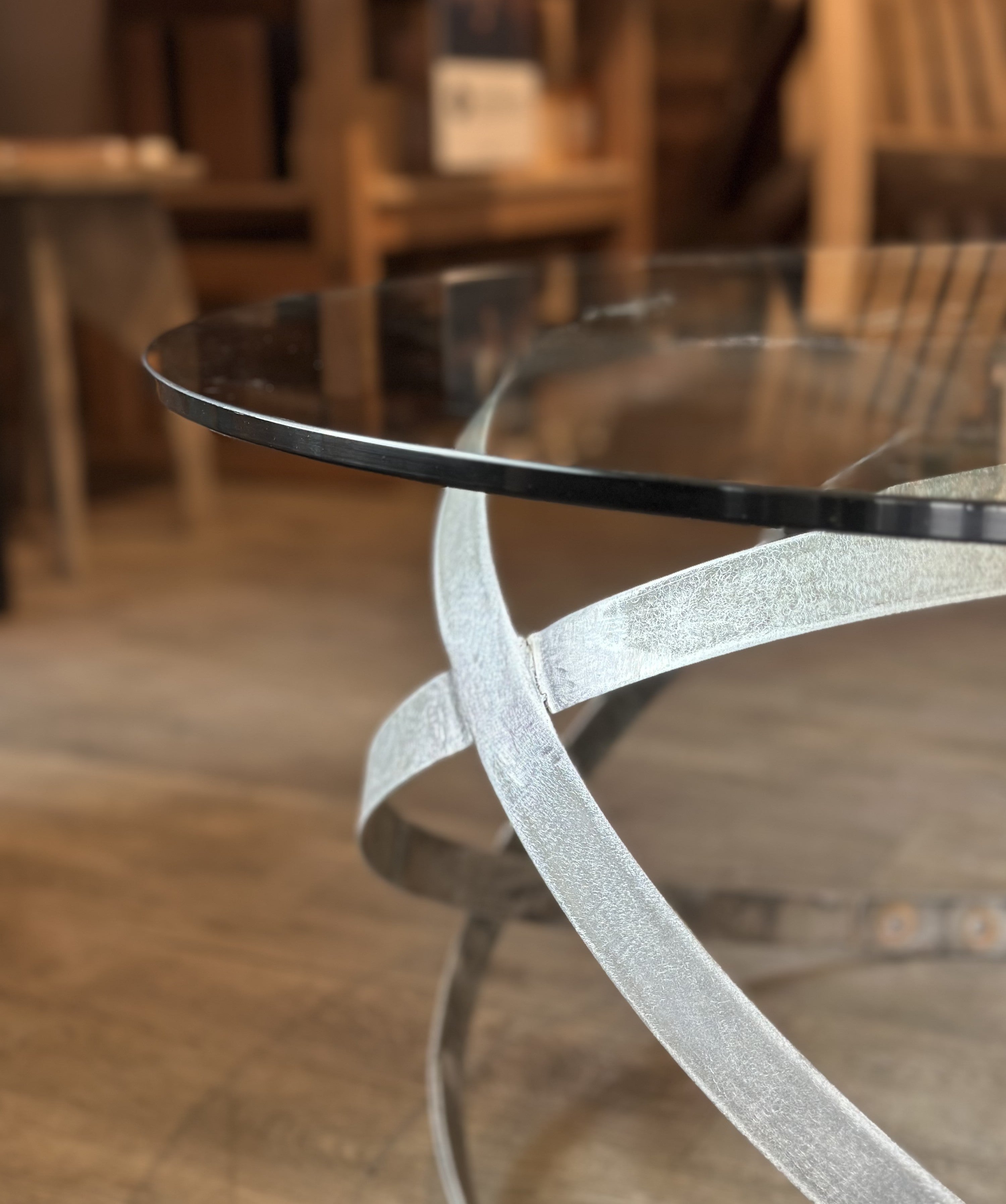 Weinfass Couchtisch Industrial-Design mit Glasplatte