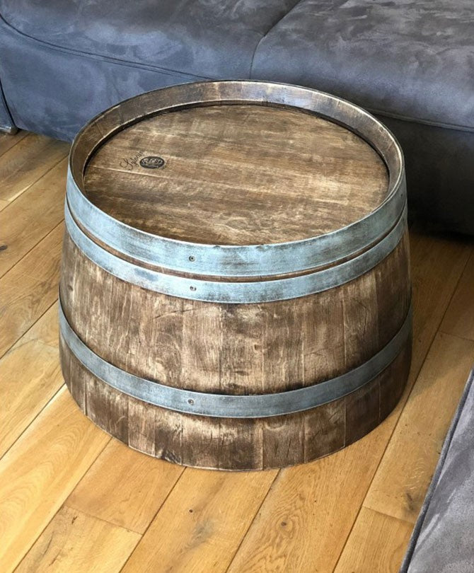 Weinfass Couchtisch Whiskyfass-Optik - halbes Weinfass