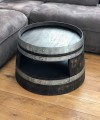 Weinfass Couchtisch mit Einlegeboden Shabby Black