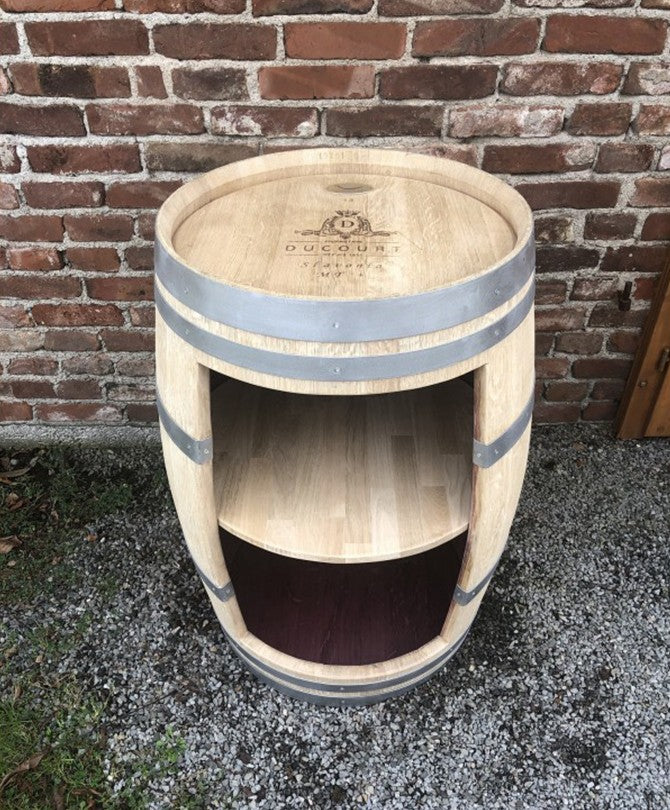 Weinfass Bar mit schmaler Öffnung und Einlegeboden, natur