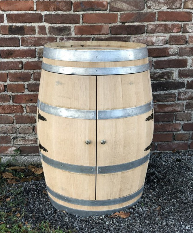 Weinfass Bar mit großen Türen, Flaschenhalter und Einlegeboden, 225L Weinfass