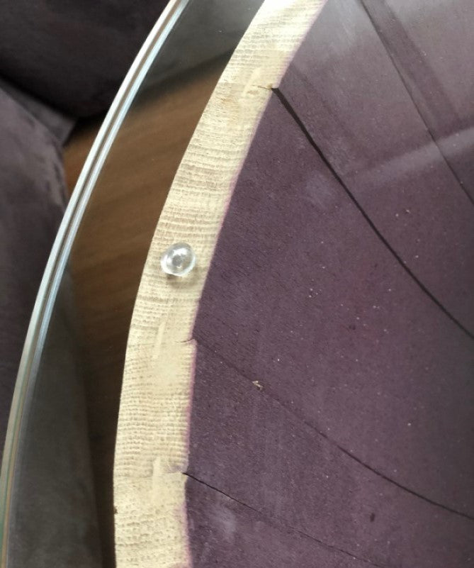 Weinfass Couchtisch bauchig mit (70er) Glasplatte