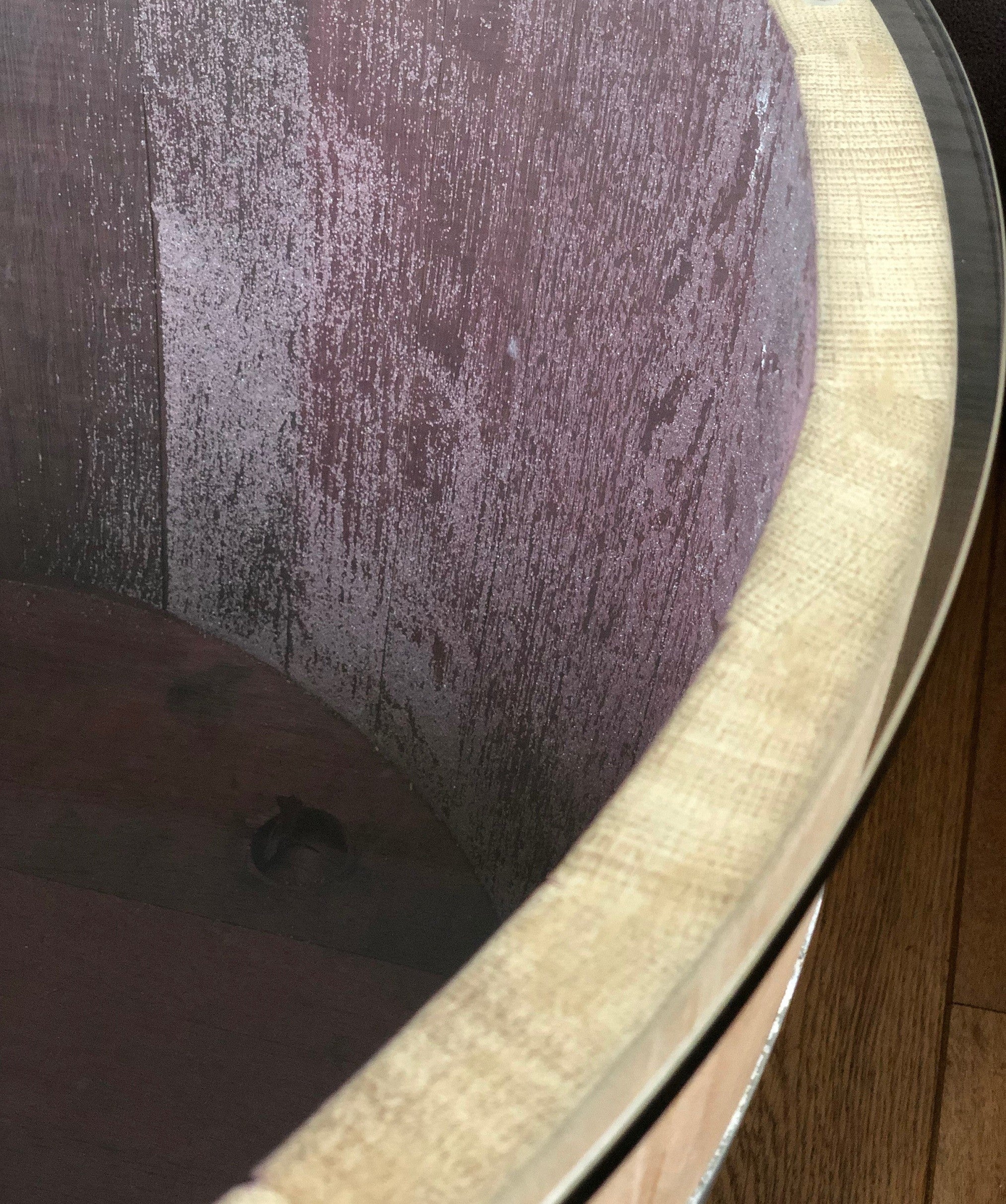 Weinfass Couchtisch mit kleiner (70er) Glasplatte