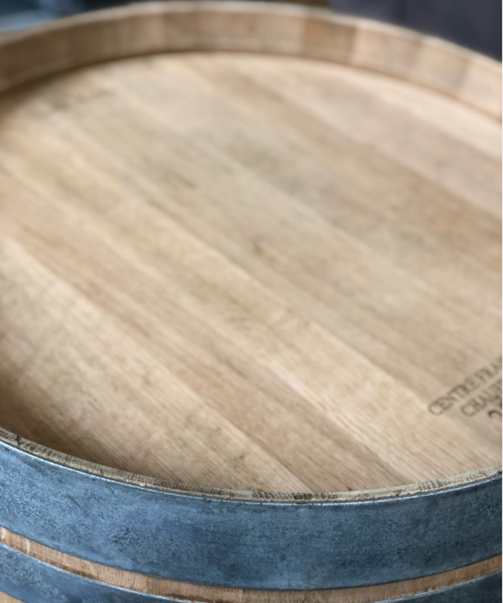 Weinfass Couchtisch mit Einlegeboden natur
