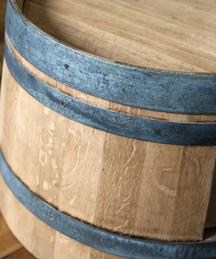 Weinfass Couchtisch mit Einlegeboden natur