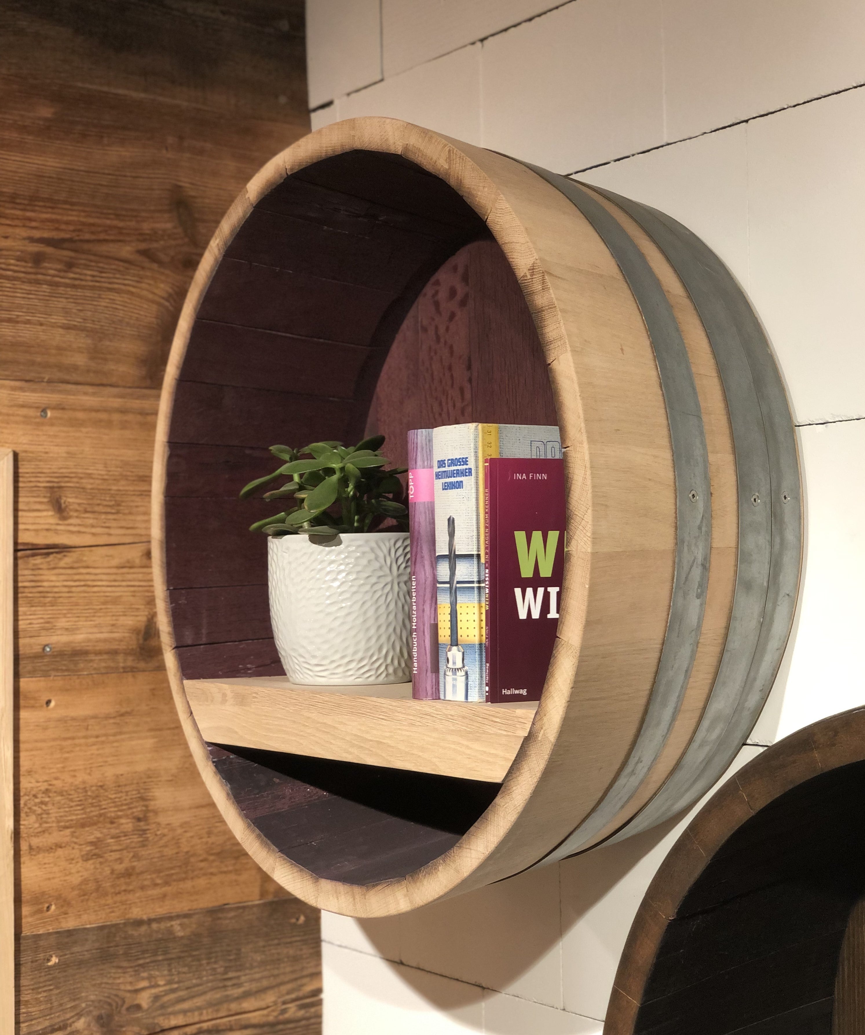Weinfass Wandregal mit Zwischenboden