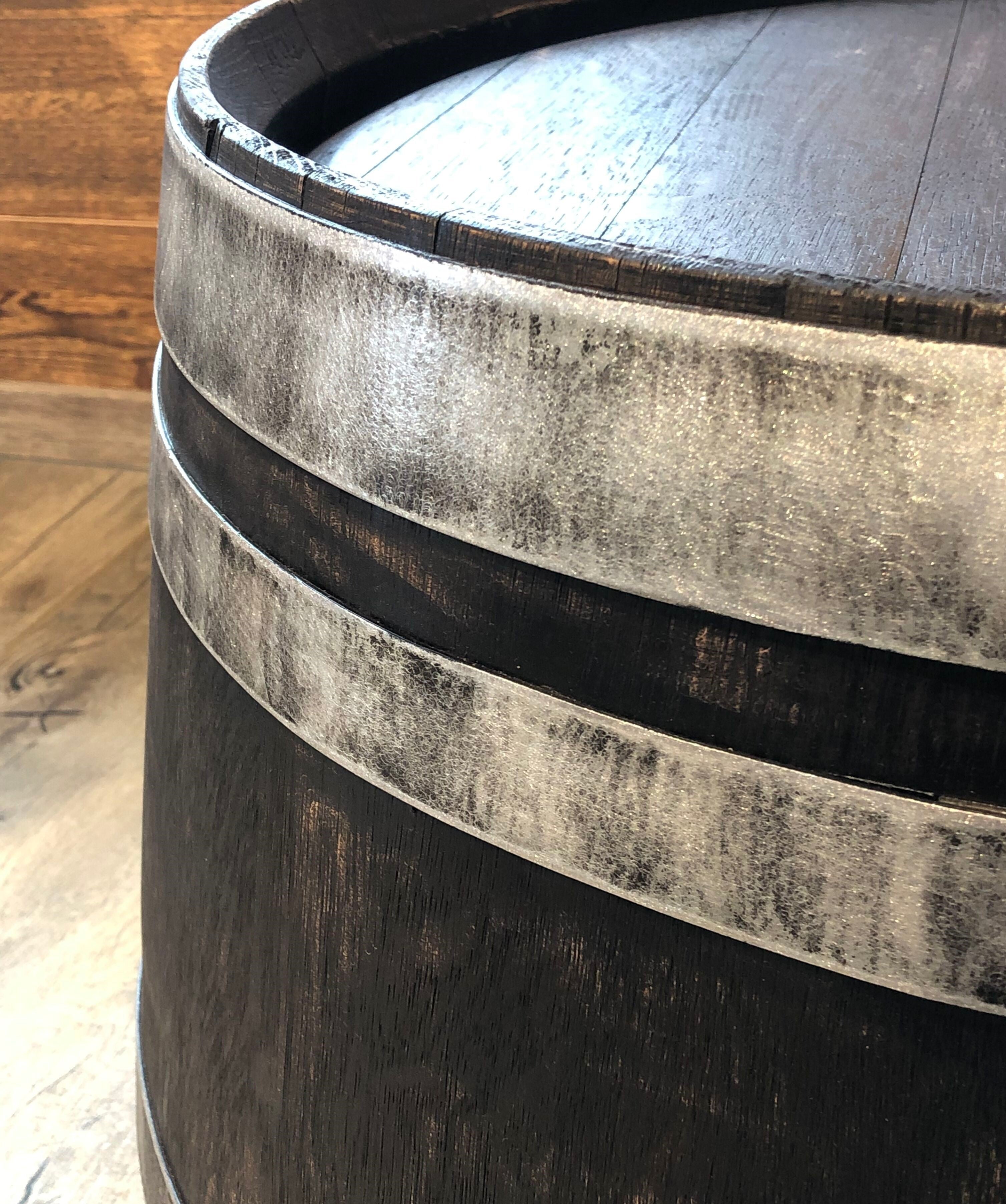 Weinfass Couchtisch Shabby Black - halbes Weinfass
