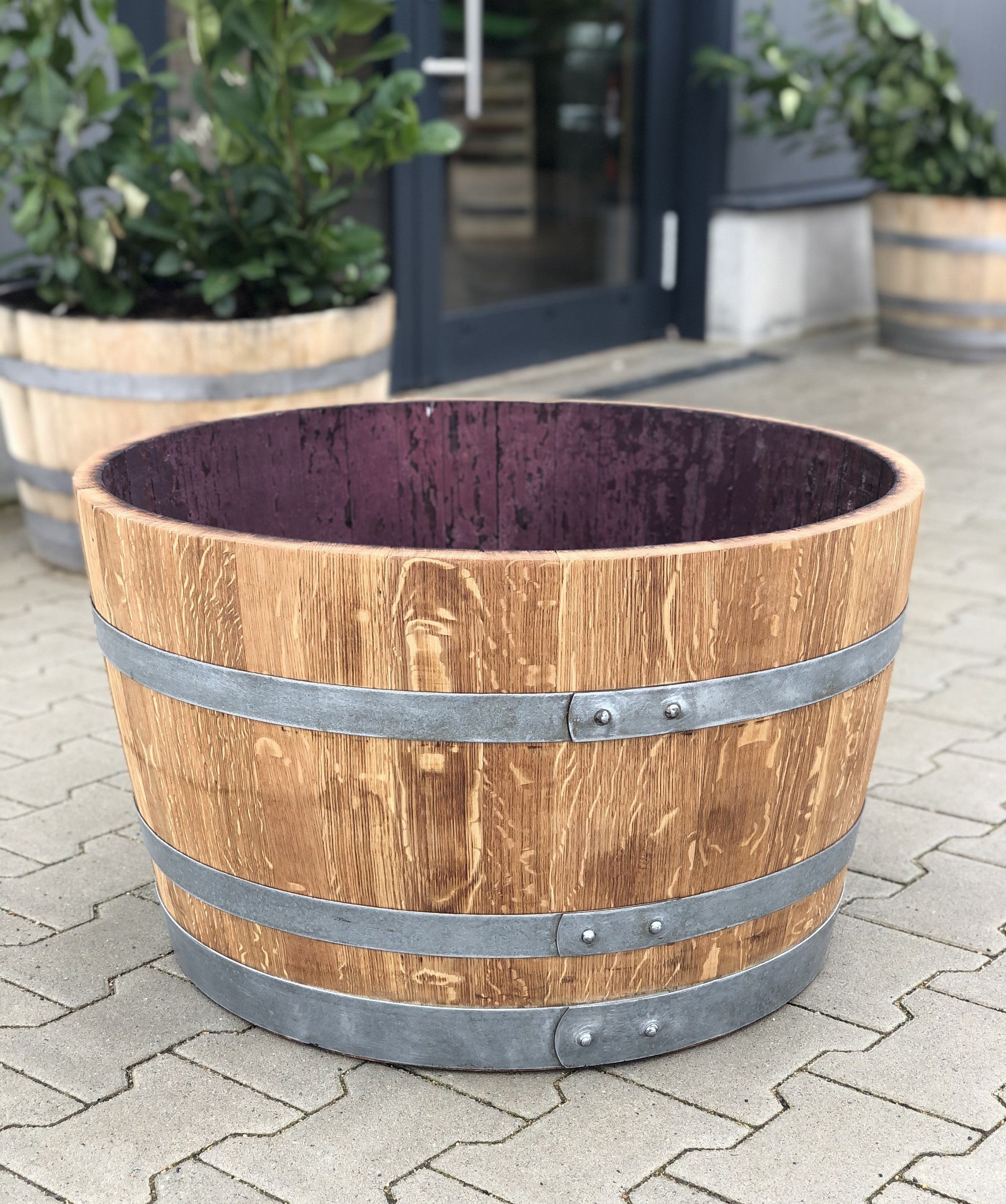 Pflanzkübel aus 1/2 gebrauchtem 300l-Weinfass (140l)