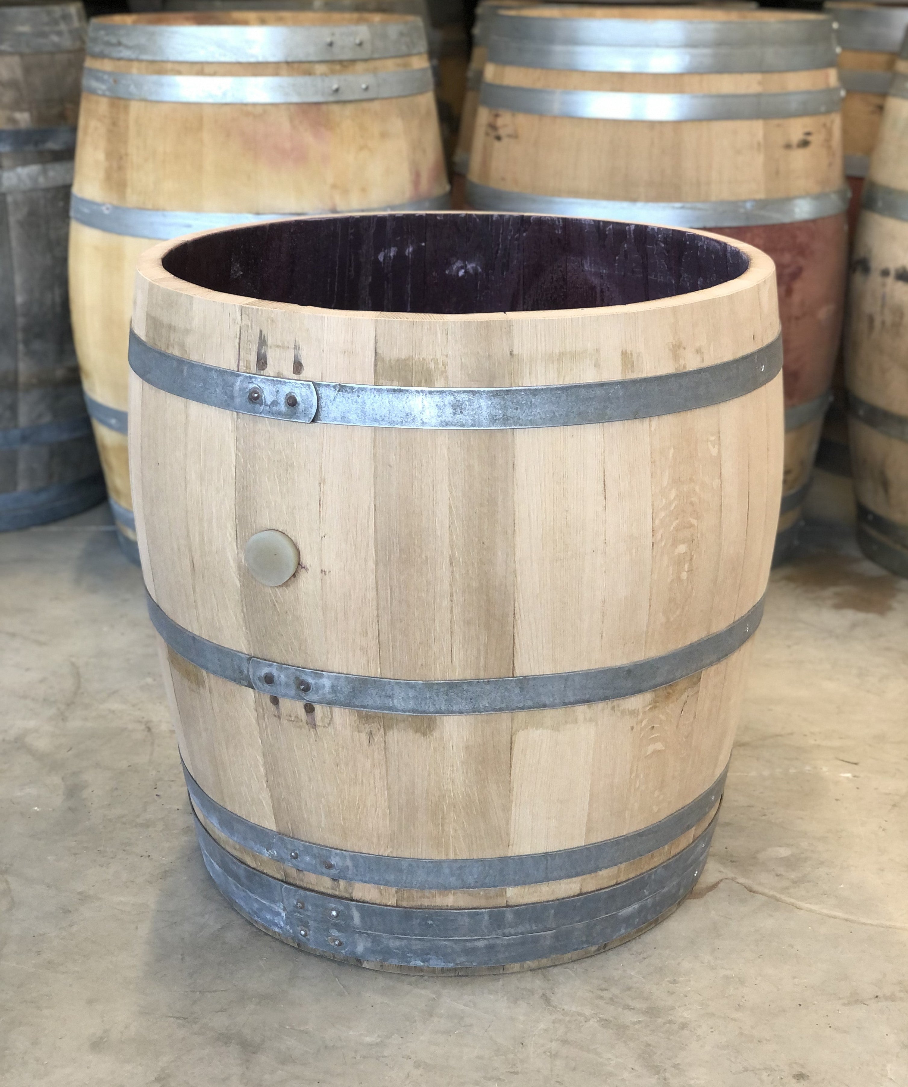 Miniteich aus 3/4 gebrauchtem 300l-Weinfass (220l)