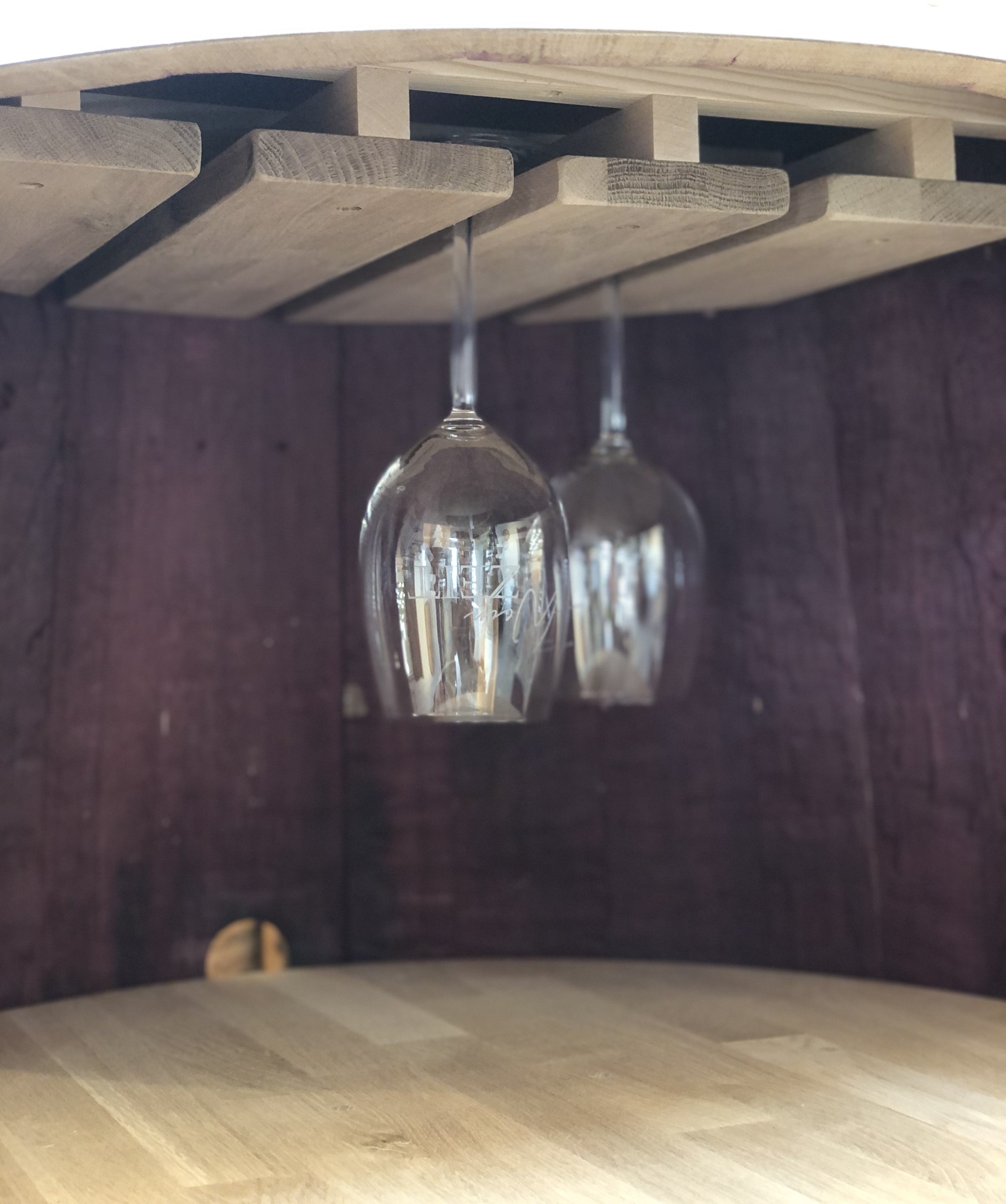 Weinfass Bar mit kleinen Türen, Flaschenhalter und großer Öffnung, 225L Weinfass