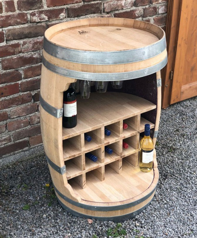 Weinfass Bar mit Flaschenhalter und Einlegeboden