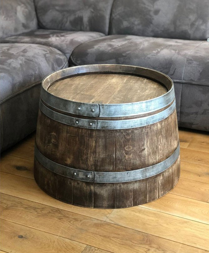 Weinfass Couchtisch Whiskyfass-Optik - halbes Weinfass